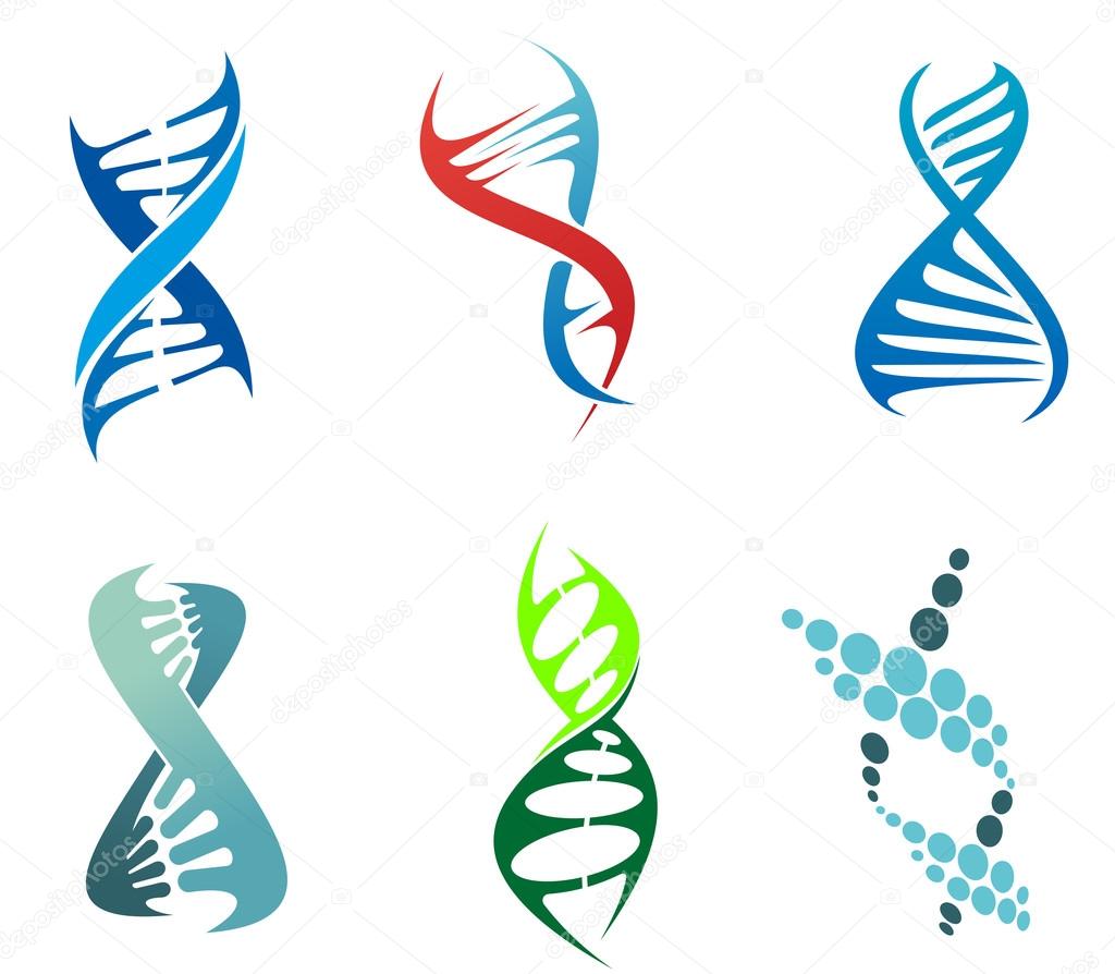 DNA and molecule symbols set for chemistry or biology concept design. Editable vector illustration