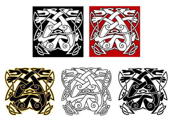 Tribal wolves in celtic style — Stock Vector