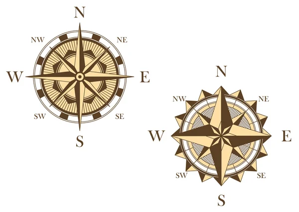 Two vintage compasses — Stock Vector