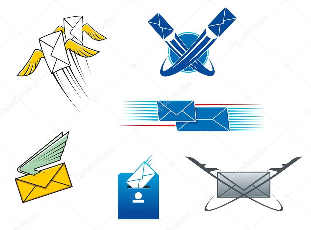 Post mail and letters symbols for postal service concept design