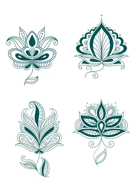 Set van abstracte Perzisch of Indiase bloemen — Stockvector