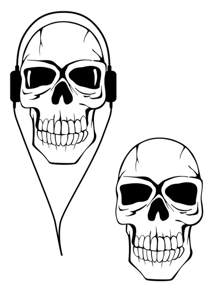 Pericolo cranio umano in cuffia — Vettoriale Stock
