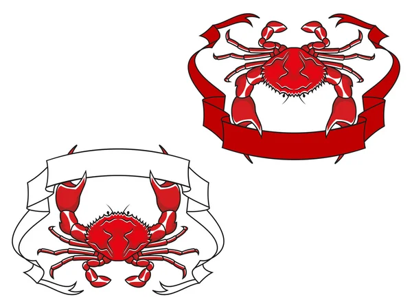 Crabe rouge avec ruban dans les griffes — Image vectorielle