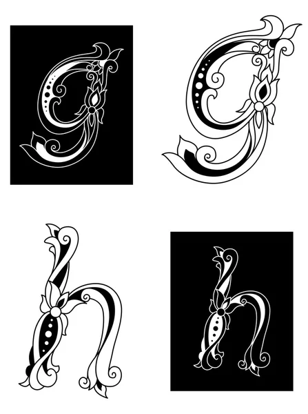 Lettres florales G et H — Image vectorielle