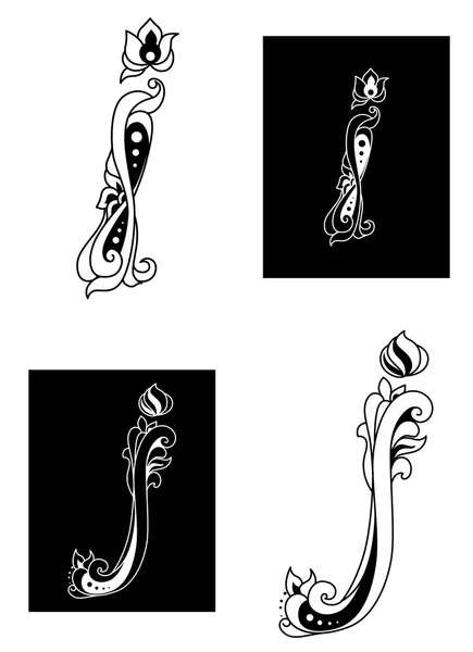 Lettres I et J dans un style floral rétro — Image vectorielle