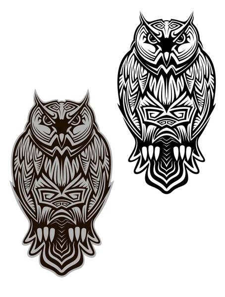 Tatouage oiseau hibou — Image vectorielle