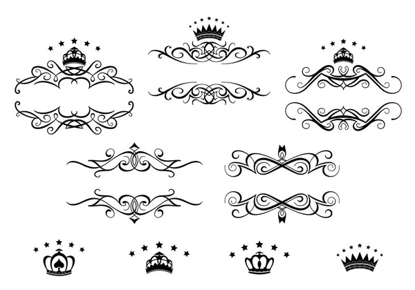 Retro frames instellen met koninklijke kronen — Stockvector