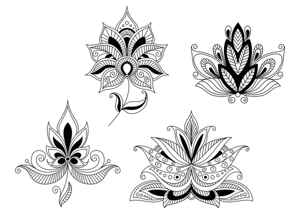 Conjunto de flores indias y persas — Vector de stock