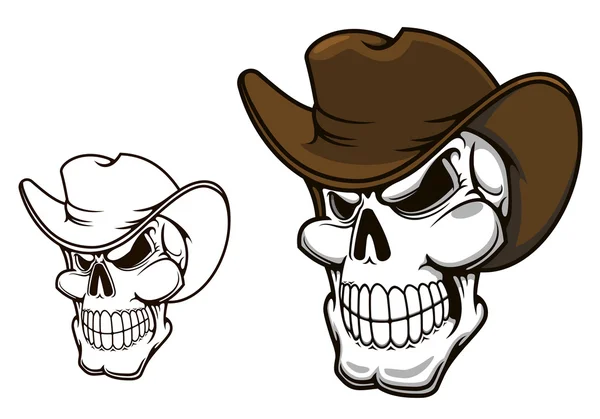 Crâne de cow-boy dans le chapeau — Image vectorielle