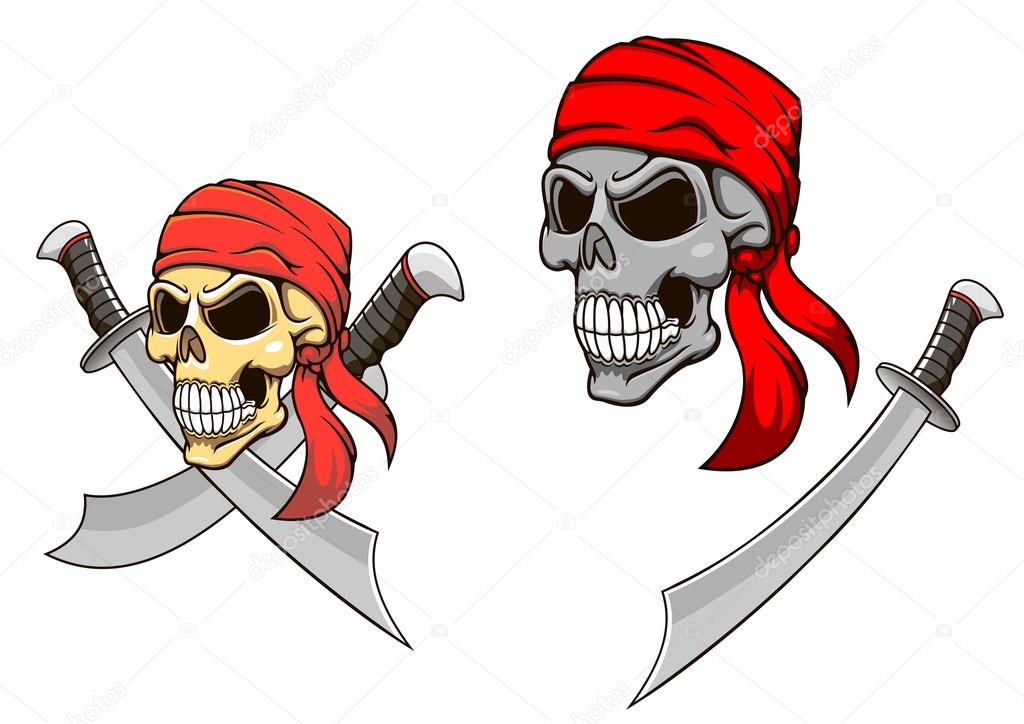 Pirate skull with sharp sabers