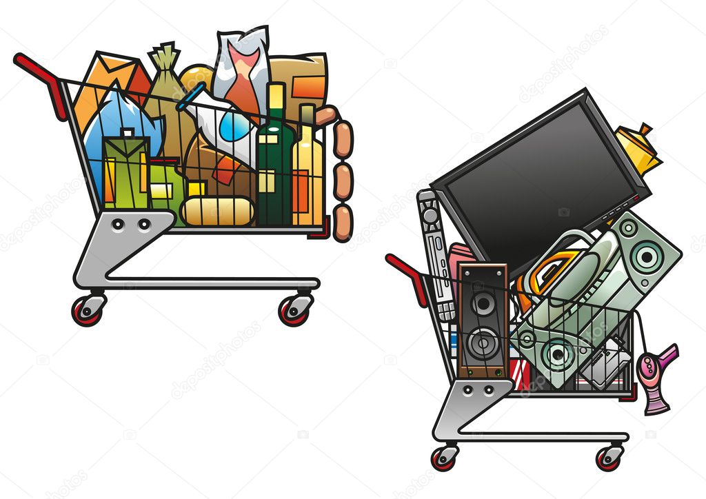 Shopping carts with goods