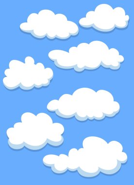 çizgi film beyaz bulutlar gökyüzü üzerinde