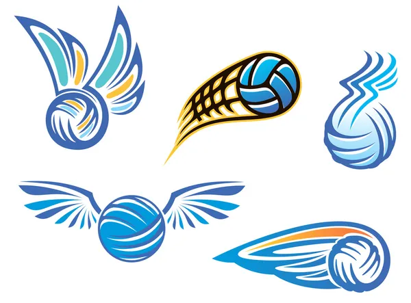 Símbolos e emblemas de voleibol — Vetor de Stock