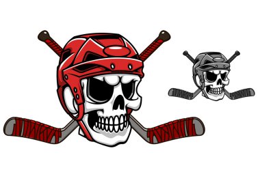 Skull in ice hockey helmet clipart