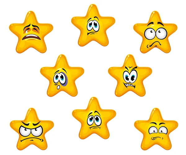 Iconos emocionales estrella — Vector de stock