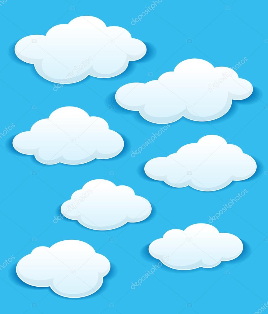 Set of white clouds in the blue sky