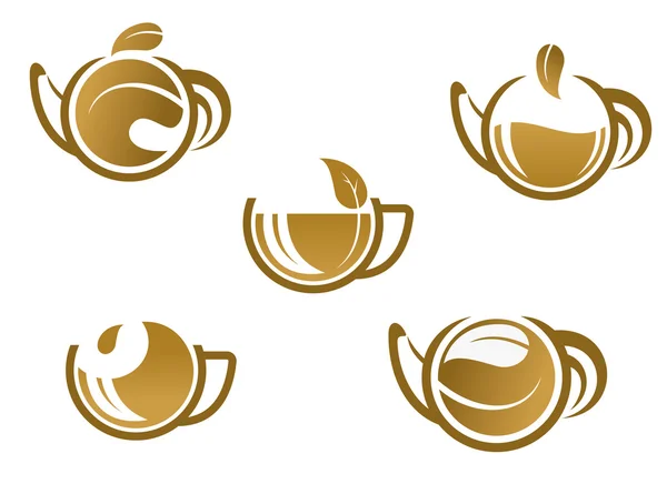 Set of tea icons and symbols — Stock Vector