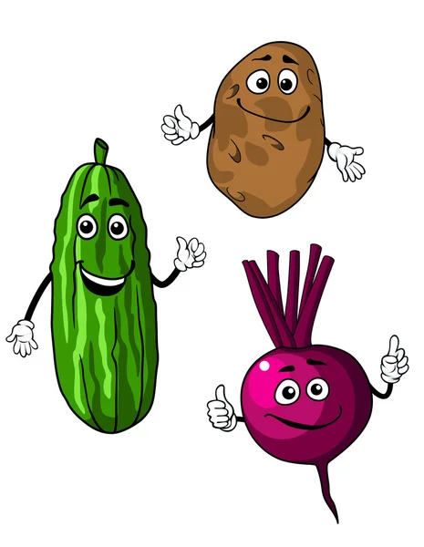 Salatalık, patates ve pancar sebze — Stok Vektör