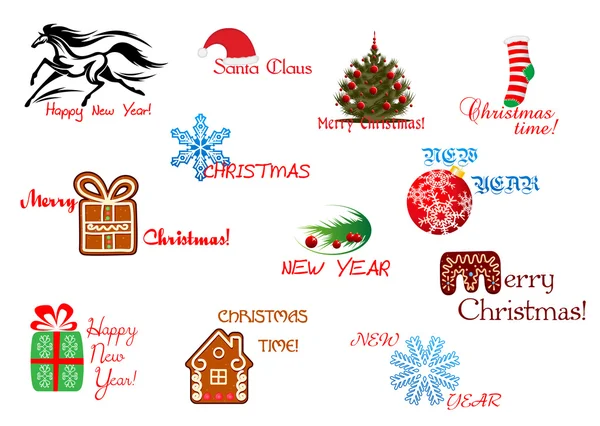 Christmas and New Year symbols — Stock Vector