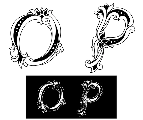 Capital letters O and P — Stock Vector