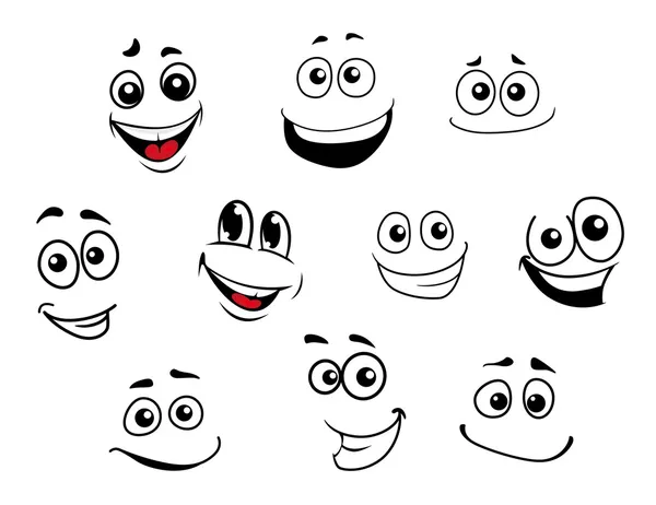 Divertidos dibujos animados caras emocionales conjunto — Vector de stock