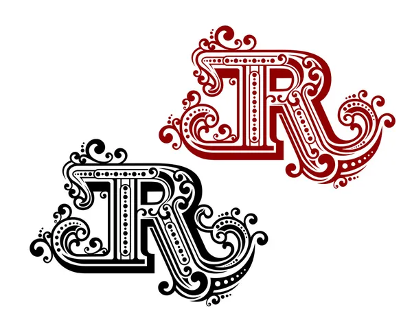 Vintage lettre R — Image vectorielle