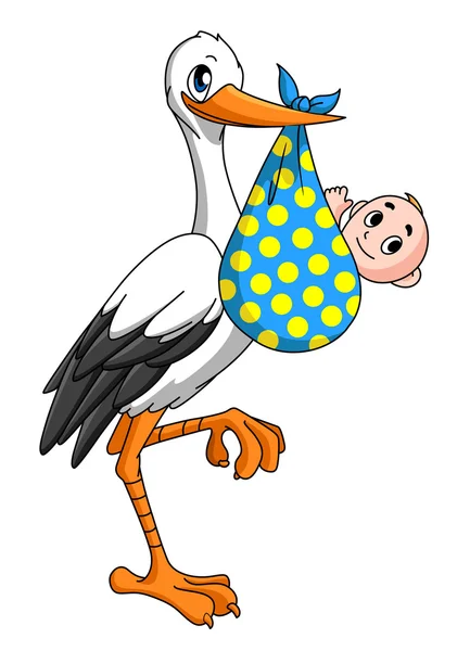 Cigogne avec bébé nouveau-né — Image vectorielle