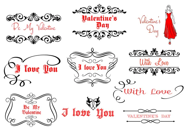 Elementi calligrafici per San Valentino design — Vettoriale Stock