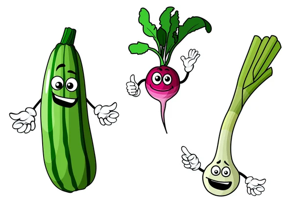 Ραπανάκι, κολοκυθάκι και κρεμμύδι λαχανικά — Διανυσματικό Αρχείο