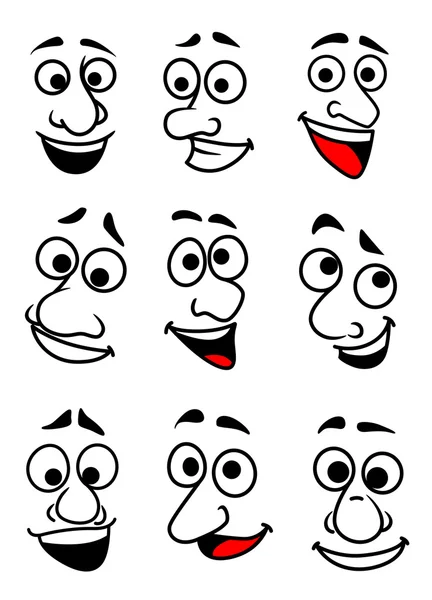 Conjunto de caras engraçadas dos desenhos animados — Vetor de Stock