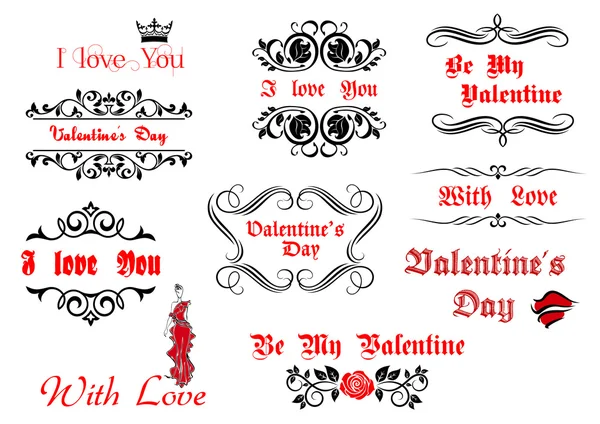 Elementi calligrafici e sceneggiature per San Valentino — Vettoriale Stock