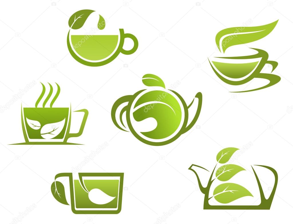 Herbal drinks and tea symbols for fast food desig