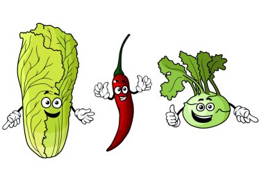 biber, turp ve lahana karikatür sebze