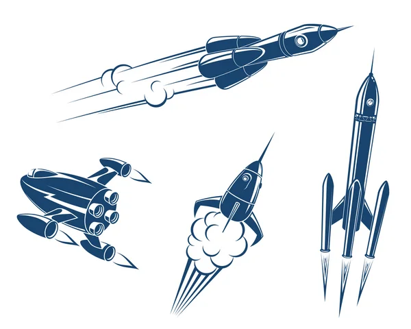 Spaceships and rockets — Stock Vector