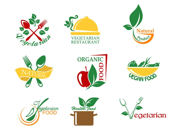 Símbolos alimentares vegetarianos — Vetor de Stock