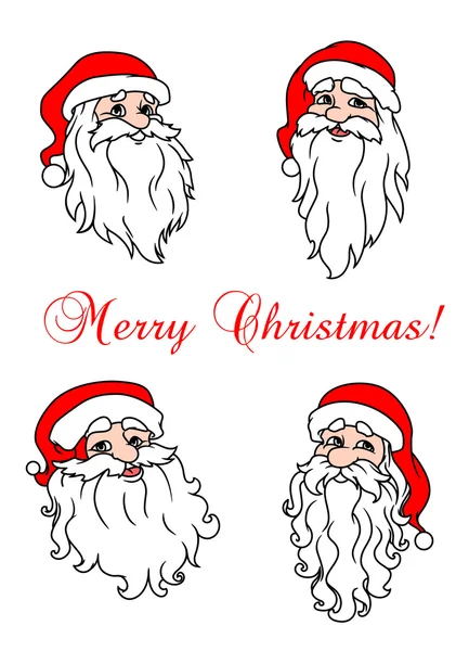 Four cheerful Santa Clouses — Stock Vector