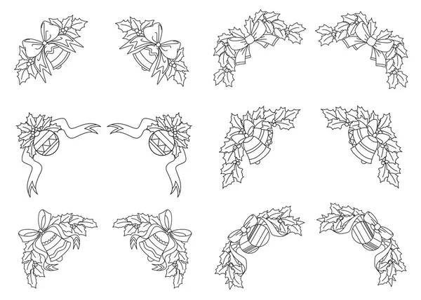 Yılbaşı süsleri ve köşeleri — Stok Vektör