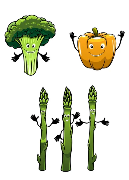 Brokoli, ıspanak ve karabiber sebzeler — Stok Vektör