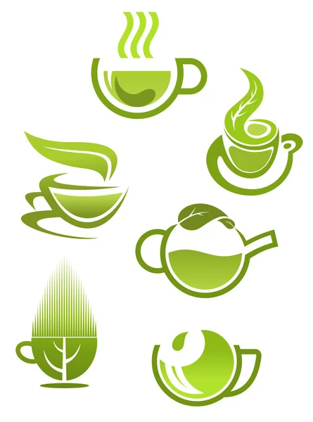Green tea cups — Stock Vector