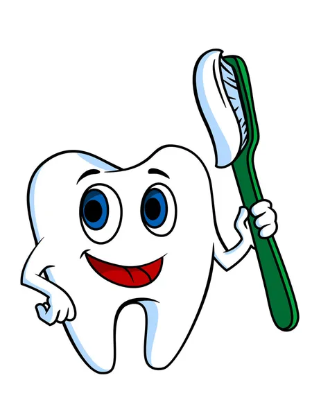Dente branco com escova de dentes — Vetor de Stock