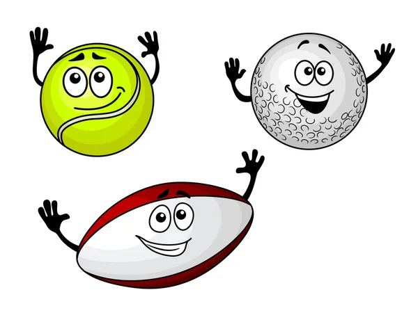 Bolas de golfe, ténis e futebol — Vetor de Stock
