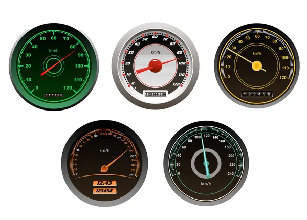 Racing cars speedometers set — Stock Vector