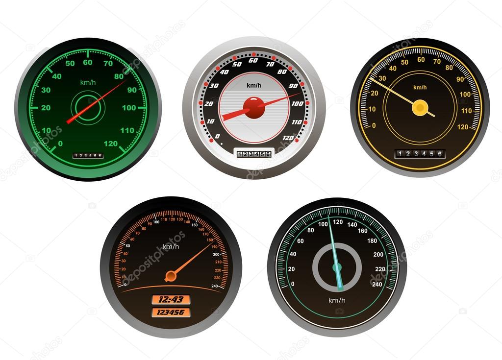 Racing cars speedometers set