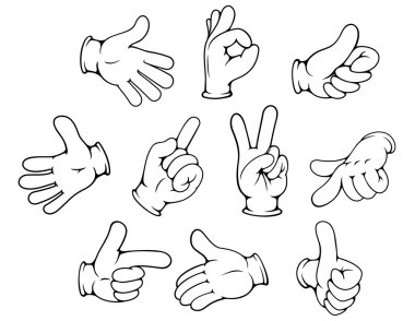 Cartoon hand gestures set clipart