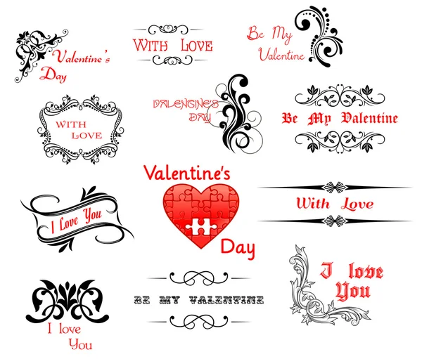 Amor y San Valentín encabezados caligráficos — Vector de stock