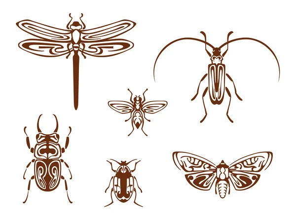 Insekten im Stammesornament-Stil — Stockvektor