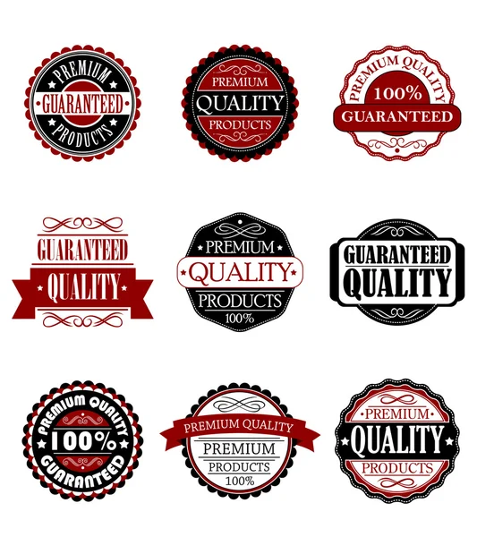 Premium quality and guarantee labels set — Stock Vector