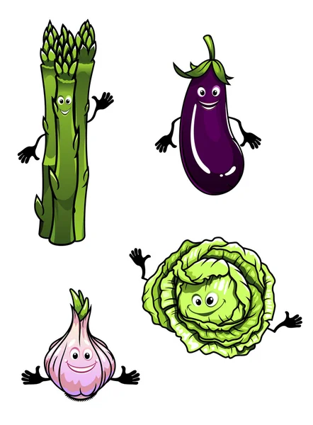 Lahana, ıspanak, patlıcan ve sarımsak — Stok Vektör
