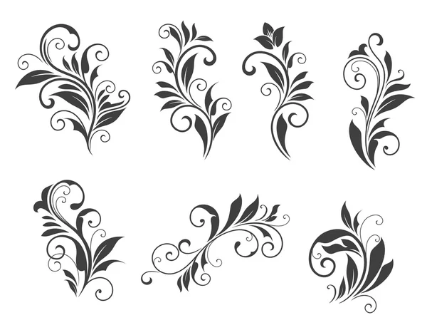 Seven floral elements — Stock Vector