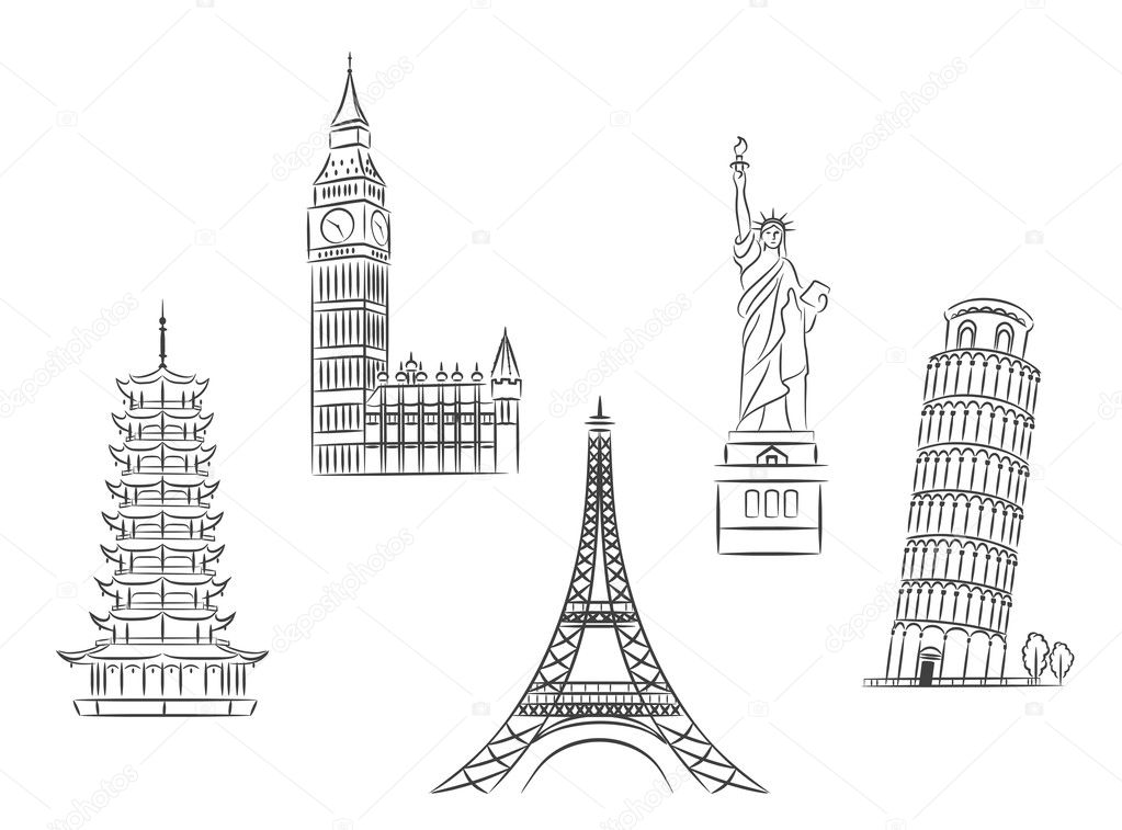 Travel landmarks set